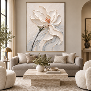 Ivory Magnolia in Bloom | Textured Floral Wall Art