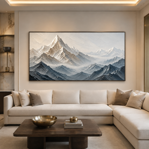 Neutral Mountain Layers | Textured Landscape Wall Art