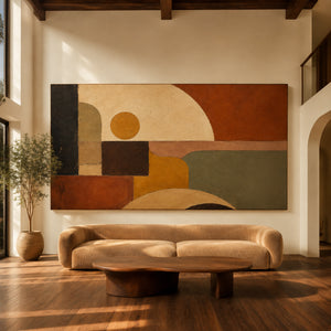 Dusk Geometry | Earth‑Tone Geometric Abstract Wall Art