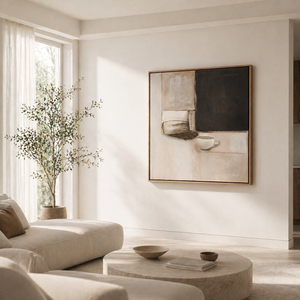 Quiet Coffee Moment | Neutral Abstract Still Life Wall Art