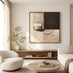 Quiet Coffee Moment | Neutral Abstract Still Life Wall Art