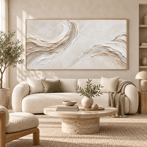 Ivory Flowing Waves | Neutral Textured Wall Art