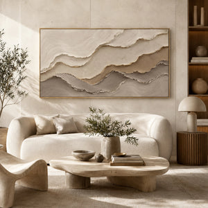 Layered Neutral Waves | textured abstract wall art