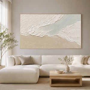 Neutral Textured Shoreline | Beige Coastal Wall Art