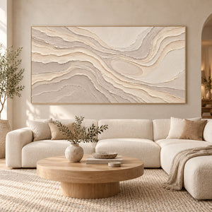 Neutral Topographic Layers | Beige Textured Wall Art