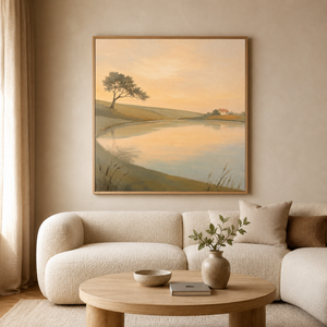 Peaceful Countryside Lake | Neutral Landscape Wall Art
