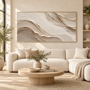Neutral Flowing Waves | Beige Textured Wall Art