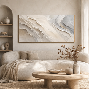 Neutral Flowing Layers | White Textured Wall Art