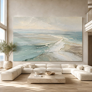Gentle Tide Flow | Soft Blue‑Grey Textured Abstract Wall Art