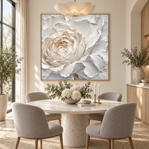 Ivory Petals in Bloom | Textured Floral Wall Art