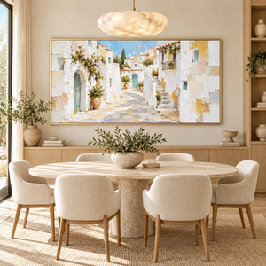 Sunlit Mediterranean Village | Textured Architecture Wall Art