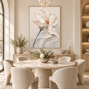 Ivory Magnolia in Bloom | Textured Floral Wall Art