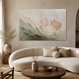 Petal Whisper | Soft‑Toned Textured Wall Art
