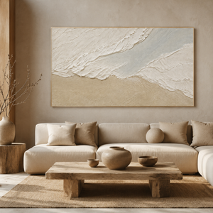 Neutral Textured Shoreline | Beige Coastal Wall Art