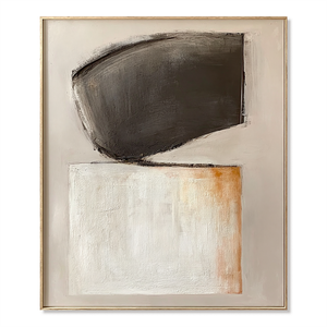 Charcoal and Ivory Balance | Textured Geometric Abstract Wall Art