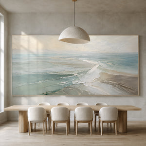 Gentle Tide Flow | Soft Blue‑Grey Textured Abstract Wall Art