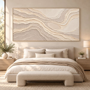 Neutral Topographic Layers | Beige Textured Wall Art