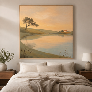 Peaceful Countryside Lake | Neutral Landscape Wall Art