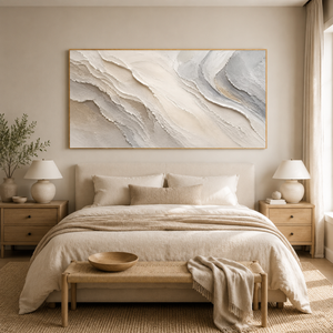 Neutral Flowing Layers | White Textured Wall Art