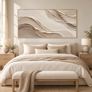 Neutral Flowing Waves | Beige Textured Wall Art