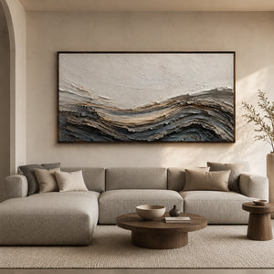Strata Waves | Grey‑Brown Earth‑Tone Undulating Textured Piece