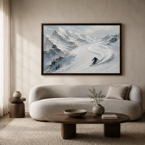Alpine Rush | Mountain Ski Scene Textured Wall Art