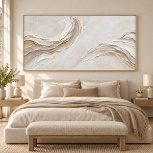 Ivory Flowing Waves | Neutral Textured Wall Art