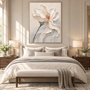 Ivory Magnolia in Bloom | Textured Floral Wall Art