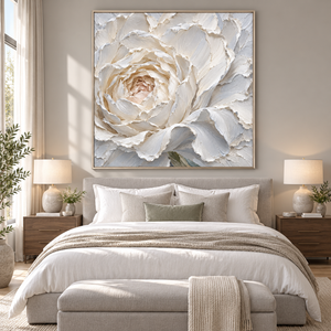 Ivory Petals in Bloom | Textured Floral Wall Art