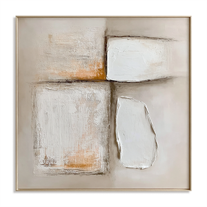 Ivory Forms with Ochre Accents | Textured Geometric Abstract Wall Art