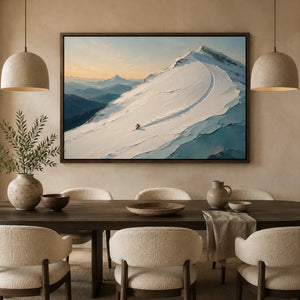 Summit Glide | Snow Mountain Ski Scene Textured Wall Art
