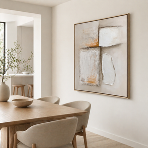 Ivory Forms with Ochre Accents | Textured Geometric Abstract Wall Art
