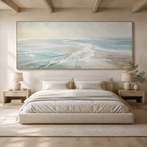 Gentle Tide Flow | Soft Blue‑Grey Textured Abstract Wall Art