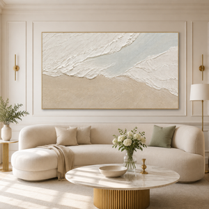 Neutral Textured Shoreline | Beige Coastal Wall Art