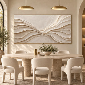 Neutral Sculpted Waves | Beige Textured Wall Art