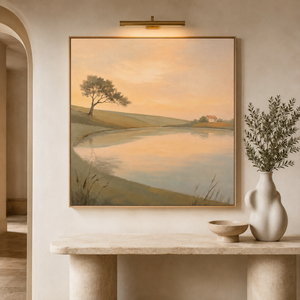 Peaceful Countryside Lake | Neutral Landscape Wall Art