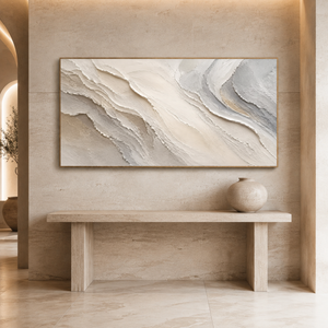 Neutral Flowing Layers | White Textured Wall Art