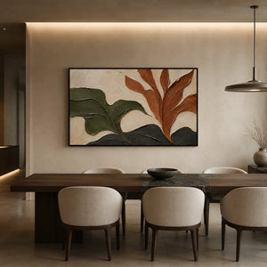 Unfolding Foliage | Earth‑Toned Botanical Form Textured Wall Art