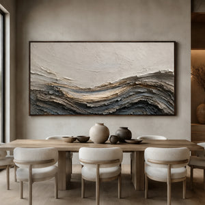 Strata Waves | Grey‑Brown Earth‑Tone Undulating Textured Piece