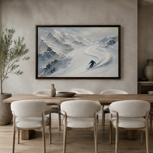 Alpine Rush | Mountain Ski Scene Textured Wall Art