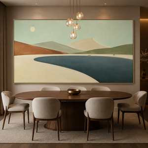 Minimalist Mountain Lake Landscape | Neutral Modern Wall Art