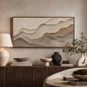 Layered Neutral Waves | textured abstract wall art