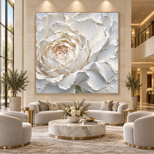Ivory Petals in Bloom | Textured Floral Wall Art
