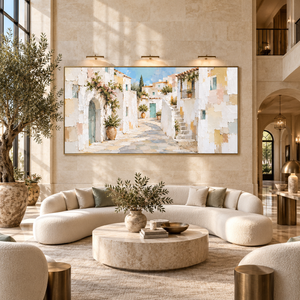 Sunlit Mediterranean Village | Textured Architecture Wall Art