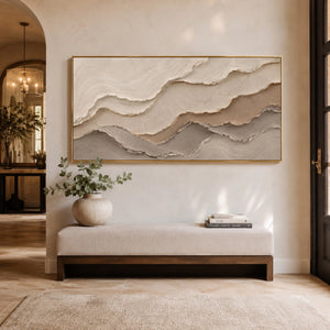 Layered Neutral Waves | textured abstract wall art