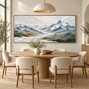 Snowy Alpine Mountain Valley | Textured Landscape Wall Art