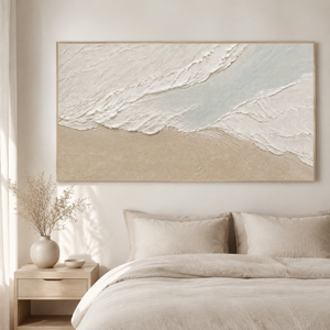 Neutral Textured Shoreline | Beige Coastal Wall Art