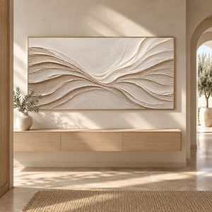 Neutral Sculpted Waves | Beige Textured Wall Art