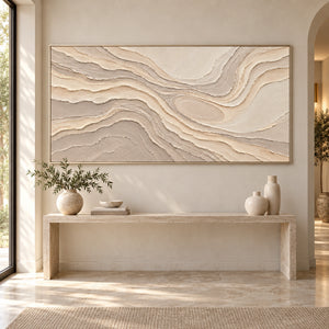 Neutral Topographic Layers | Beige Textured Wall Art