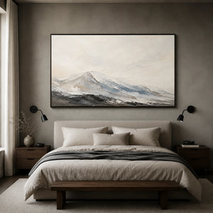 Soft Snow Summit | Neutral Mountain Textured Wall Piece